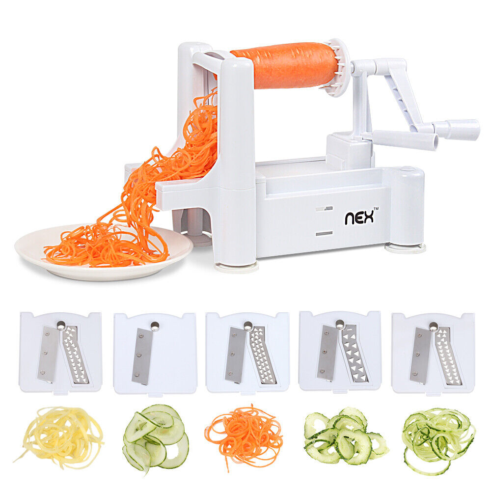 5-in-1 Manual Vegetable Zucchini Spiralizer Noodle Maker Machine
